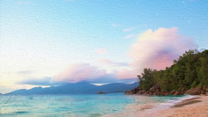 沙滩大海远山云朵