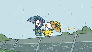 雨天出行的鸭鸭
