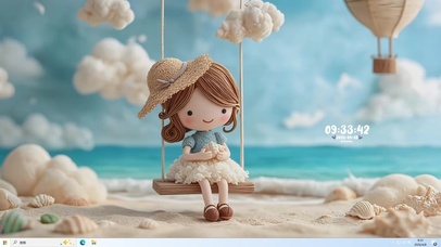 海边荡秋千女孩