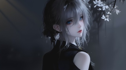 黑色系卡通小清新甜美女孩