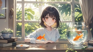 窗户边养金鱼