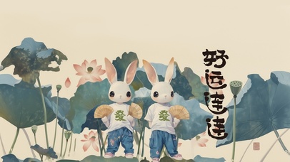 国风复古兔爷发财好运连连