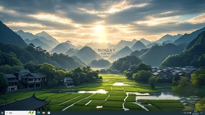 绿色乡村清晨鸟鸣