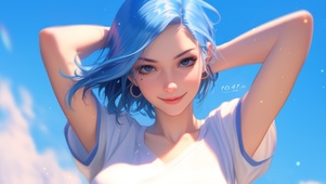 阳光蓝发少女