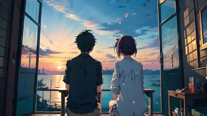 一起看日落的少男少女