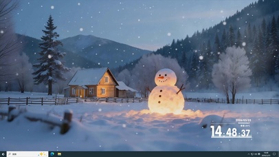 雪景树木雪人桌面主题