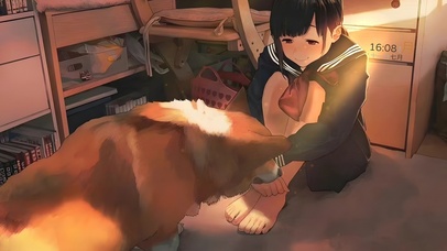 午后阳光萌宠女孩