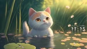 湖中甜美橘猫