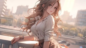 阳台上的美女
