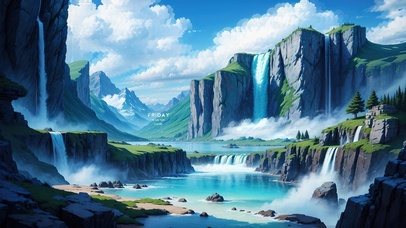 4K唯美治愈夏日清新高山瀑布