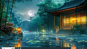 幽静月色竹林