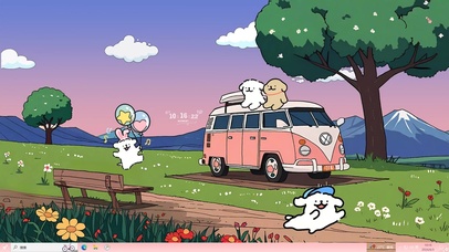 线条小狗旅行主题