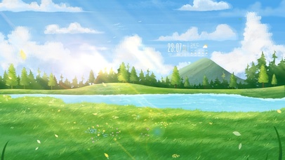 4k 夏天蓝天白云草地