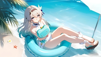 流萤-海边泳装少女