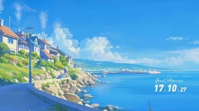 蓝天白云树木河流