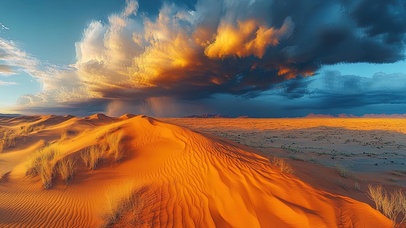 风暴下的波纹沙丘