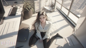 美女带着一股柔和的光
