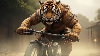 十二生肖之虎在骑单车