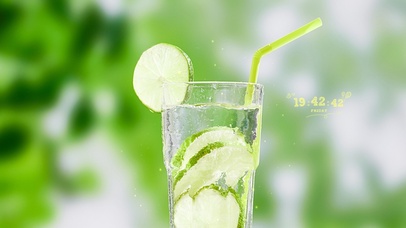 4K 清新夏日青柠气泡水