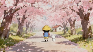 樱花树下的小新