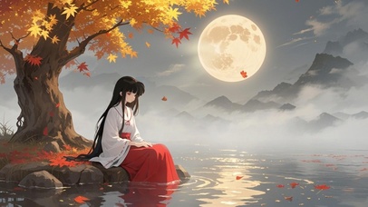 水镜枫月照花眠