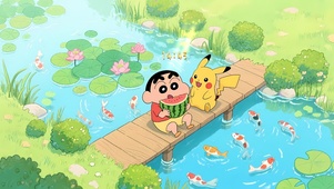 悠闲夏日吃瓜