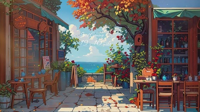 夏日海边的咖啡店