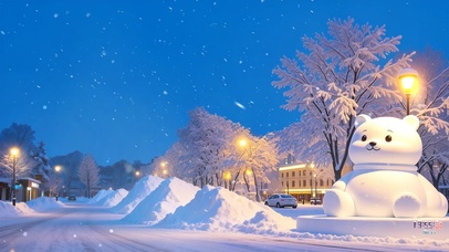 飘雪夜熊宝宝