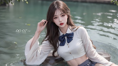 4k纯欲系长发水中女孩