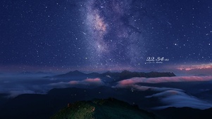 4k 夜晚云端上的星空