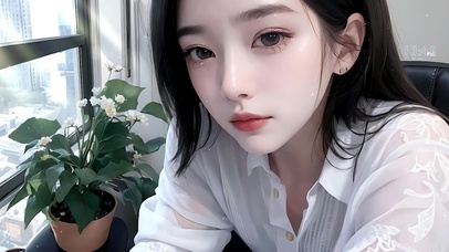 4K 呵护绿植小盆栽的女孩