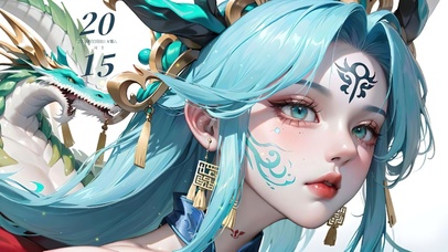 4k唯美古风蓝发女孩