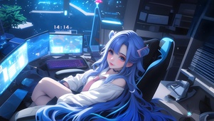 电竞蓝发美少女