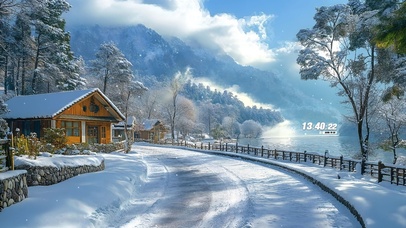 治愈冬日湖畔小屋