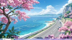 落樱海景公路主题