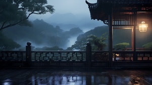 4K唯美楼台烟雨