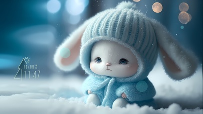唯美可爱雪中兔兔