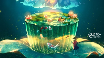 清新 梦幻池塘
