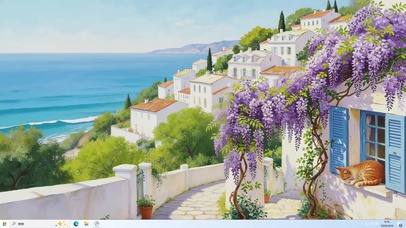 海边小镇紫藤花