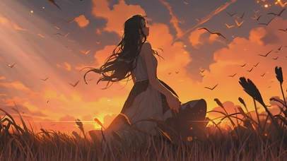 【4k】小清新稻田美女