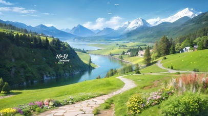 4K唯美治愈清新夏日河流村庄