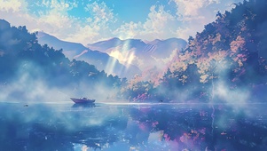动漫场景山水AI壁纸