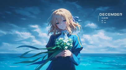 唯美海边金发少女