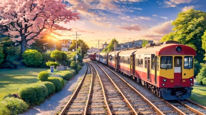 治愈樱花列车