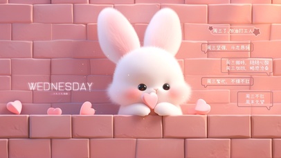 粉色爱心萌兔