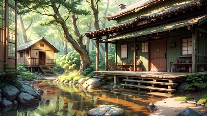 4K唯美治愈夏日森林古风小屋