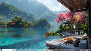 惬意樱花湖景山水主题