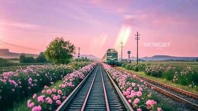 粉色花海火车