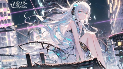 可爱街区耳机少女