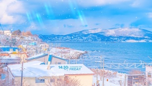 4K唯美城市雪景（带真实时间）